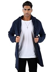 Mens Hooded Cardigan Long Cardigans Sweater Shawl