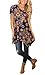 XUERRY Women Plus Size Short Sleeve Tunic Tops Loose Floral Print Shirt(Short-Navy/Pink,XXXL)