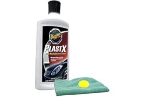 Meguiar's PlastX Clear Plastic Cleaner & Polish (10 oz) Bundle with Microfiber Cloth & Foam Pad (3 Items)