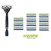 SWIPE Premium Men's 3-Blade Razor Kit (Flex Head Handle + 12 Refills)