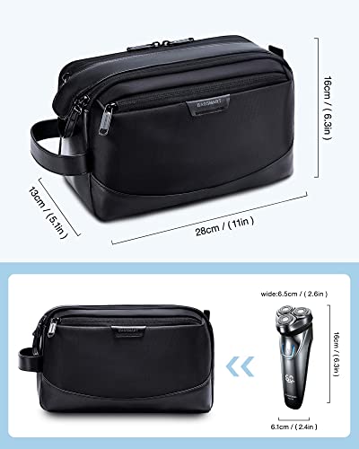 BAGSMART Toiletry Bag Men's Travel Toiletry Bag Organiser Leather Dopp Kit Waterproof Shaving Bag for Toiletry Accessories Black