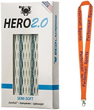 East Coast Dyes Bundle: ECD Lacrosse Hero2.0 Semi-Soft Lacrosse Mesh Striker Carolina Blue with 1 Performall Lanyard