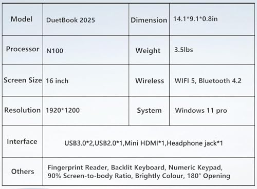 FUNYET Laptop Computer, Gaming Laptops 2025 Windows 11 Pro, 16 Inch Lap Top PC, 16GB RAM 1TB SSD, Intel 12th Gen N100 Processor(up to 3.4GHz), Backlit Keyboard, Fingerprint Unlock, FHD 1920 * 1200