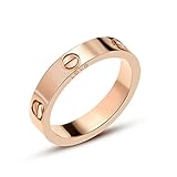 HIMAN Rose Gold Love Ring Couples Promise Engagement Wedding Band Titanium Stainless Steel Size 6
