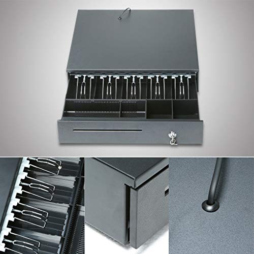 Nesee Cash Register Drawer Box Portable Money Lock Storage with Removable Tray, 5Bill/5Coin Works Compatible POS Printers Cash Box (Ship from US)