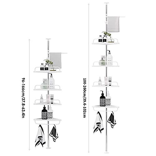 Corner Shower Caddy, Shower Corner Caddy Tension Pole with 4 Tier Constant Shower Organizer for Bathroom Bathtub Adjustable Corner Rack 3.3ft-8.5ft