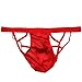 YiZYiF Men's See-Through Sheer Lace Cross Belt Jockstrap Bondage Underwear Red