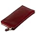 Genuine Leather Women's Wallet Long Thin Card Holder Wallet for Women Minimalist (Red)
