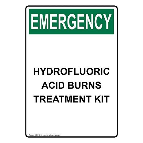 Vertical Osha Emergency Hydrofluoric Acid Burns Treatment Kit Sign ...