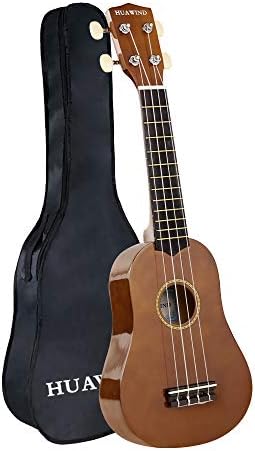 HUAWIND Soprano Ukulele For Beginners Four String Ukulele Start Pack (new -brown)