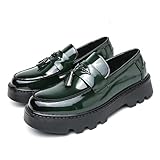 Men's Black Soft Patent Leather Platform Chunky