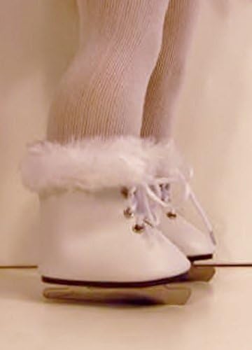 The Wishlist Store White Fur Ice Skates Fits American Girl Doll and 18 Inch Dolls