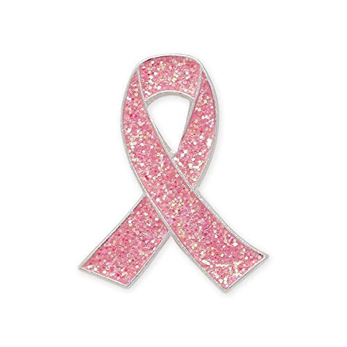Wizardpins glitter breast cancer awareness pin silver e…