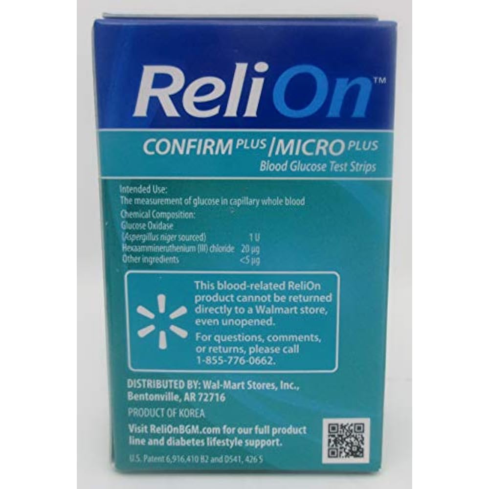 ReliOn Confirm Plus/Micro Blood Glucose Test Strips 100 Ct (Two 50