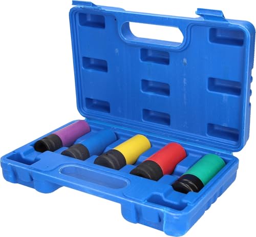 BRILLIANT TOOLS BT691010 Aluminium Rim Power Socket Set 5 Pieces 15/17/19/21/22 mm [Powered by KS Tools]