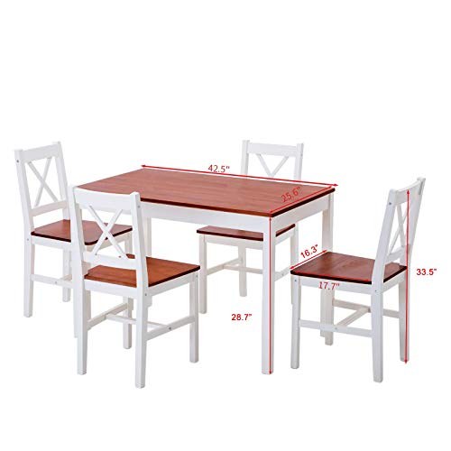 mecor 5 Piece Kitchen Dining Table Chairs Set, 4 Wood Chairs