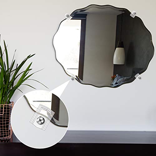 Tatuo 20 Sets of Mirror Holder Clips Kit, Clear Plastic Mirror Mounting