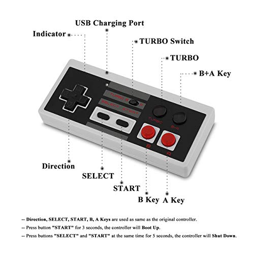 2 Pack+NES+Controller+Wireless+Rechargeable