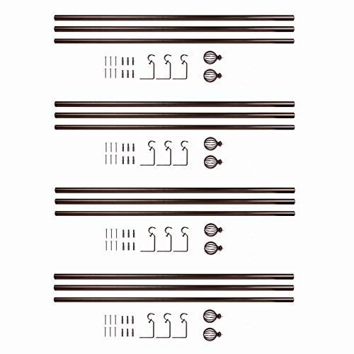 Value Pack of Sheffield Home, AMG, and Enchante Accessories, Round Cage Curtain Rod, 42 to 120-Inch, 4 Pack, Oil Rubbed Bronze
