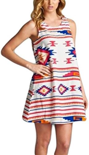Vanilla Bay Women's Aztec Print A-Line Dress Small Ivory