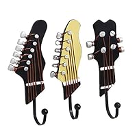 Unicoco Resin Guitar Wall Hook 3Pcs Novelty Wall Hanger Key Holder Home Decoration Guitar Design Wall Hook