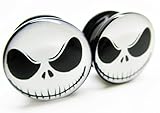 Evil Jack Skellington - The Nightmare Before Christmas Ear Plugs - Acrylic Screw-On - New - 8 Sizes - NewPair (00 Gauge (10mm))