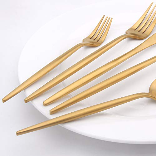 Vanys Silverware Set, Matte Gold Flatware Cutlery Set Service for 4