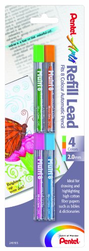 Pentel Arts 8 Colour Refill Lead, Assorted Colors, 4 Pack (CH2BP4M1)