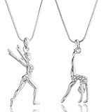 Silvertone with Clear Stones Flipping & Landing Gymnast 16 Inch Snake Franco Neck...