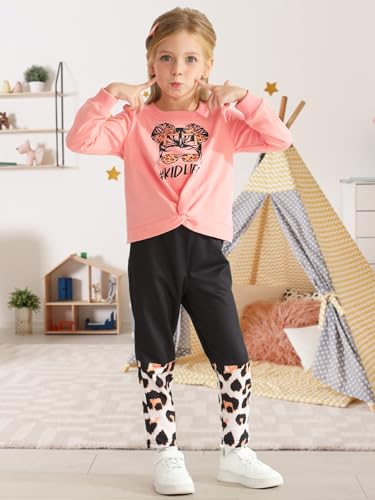 TAGYUM TODDLER GIRLS CLOTHES SIZE 6 5T GIRLS CLOTHES PINK TWIST SWEATSHIRT PULLOVER PANTS 2 PIECE FALL WINTER OUFITS SWEATSUITS SETS