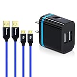 Dual Port Travel Wall Charger Adapter with 2Pack 6ft iSeekerKit Micro USB Cable Gold Plated Charge Sync Cable Cord for Samsung S7 S6 Edge Plus, HTC, Sony, Moto X, Blackberry, Android Smartphones