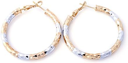 Followmoon 18K Gold Plated Two-Tone Women's Hoop Earrings (Two-Tone 35mm)