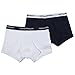 Emporio Armani Men's 2 Pack Cotton Trunk, White/Marine, Medium