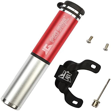 Mini Bike Pump, Fits Presta and Schrader, Accurate Inflation and Extremely Lightweight, Mini Bicycle Tire Pump for Road Mountain and BMX Bikes, High Pressure 90 PSI, Includes Mount Kit (Red)