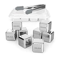 DILISS Stainless Steel Chilling Reusable Ice Cubes for whiskey, vodka, liqueurs, white wine and more, Pack of 8
