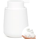 BosilunLife Foam Soap Dispenser - 12 oz Bathroom Lotion Pump, White Ceramic Dish Liquid Dispenser for Kitchen and Hand Wash (Rubber Paint)