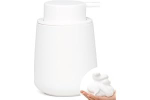 BosilunLife Foam Hand Soap Dispenser - 12 oz Bathroom Lotion Hand Pump Dispenser White Foaming Soap Dispenser Ceramic Dish Liquid Dispenser for Kitchen Hand Wash Dispenser (Rubber Paint)