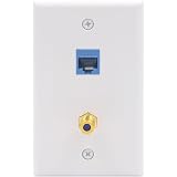 50- 4 Port Keystone Cat5 Cat6 RG6 Network Face Plate White