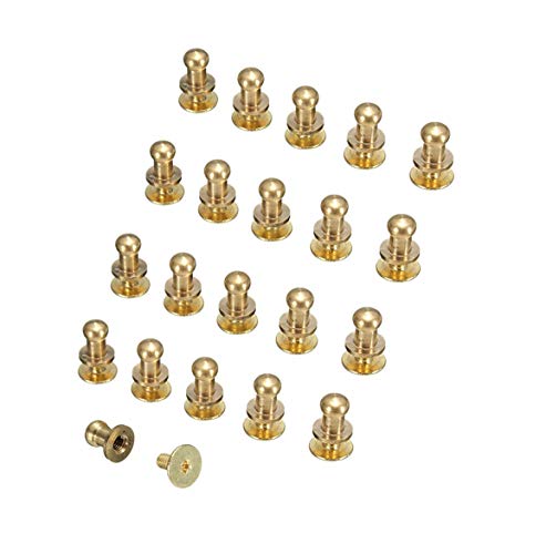 SummerHome Solid Brass Round Head Stud Screw Nail Rivet Button Screw Back Spots for Leather DIY,5mm,Pack of 25