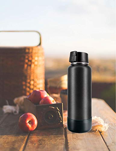 Protective Silicone Bottle Boot/Sleeve. Hydro Flask Compatible, BPA Free Anti-Slip Bottom Cover Cap Stainless Steel Water Bottle, Dishwasher Safe (Black, 32 and 40 oz)