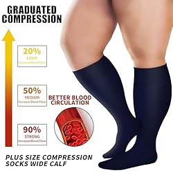 BLUEENJOY 3 Pack Plus Size Compression Socks for