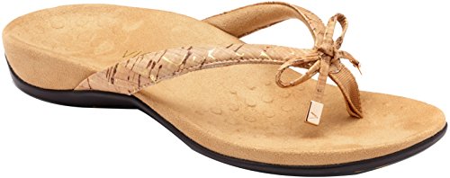 Vionic Bella - Womens Orthotic Thong Sandals Gold Cork - 8 Narrow