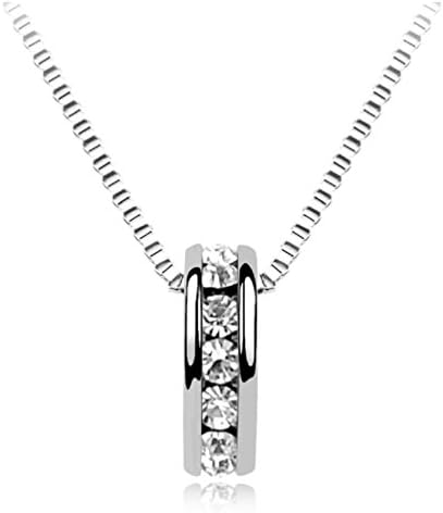 Celine Benetton Sparkling Ring Pendant Necklace with Swarovski Elements Crystal, 18 Inches (White)