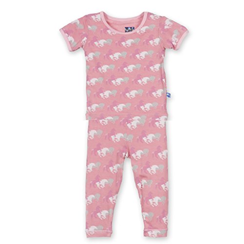 KicKee Pants Basic Short Sleeve Pajama Set- Newborn through Kids 10 (3T, Desert Rose Wild Horses)