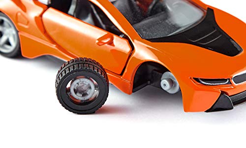 siku 2348, BMW i8 LCI, Orange/Schwarz, Metall/Kunststoff, 1:50, Öffenbare Türen, Abnehmbare Reifen – Bild 4