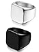 FIBO STEEL 2 Pcs Stainless Steel Signet Rings for Men Solid Polished Biker Rings Band,Size 7-13