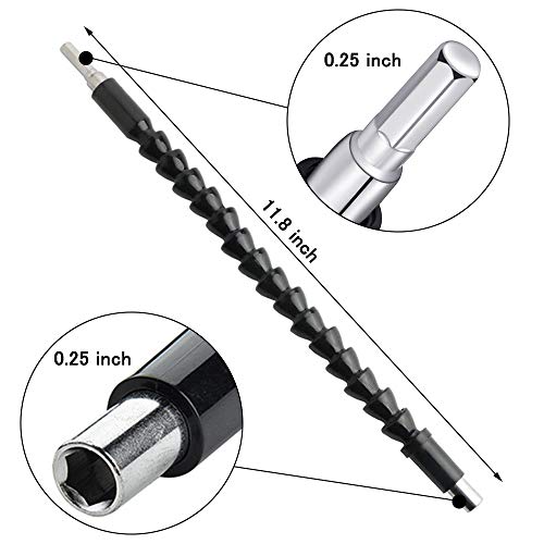 Maexus Flexible Drill Bit Extension, Magnetic Hex Soft Shaft Drill Bit, Flexible Screwdriver Extension for Connect Drive Shaft Tip Drill Bit Kit Adaptor (2 Pcs)