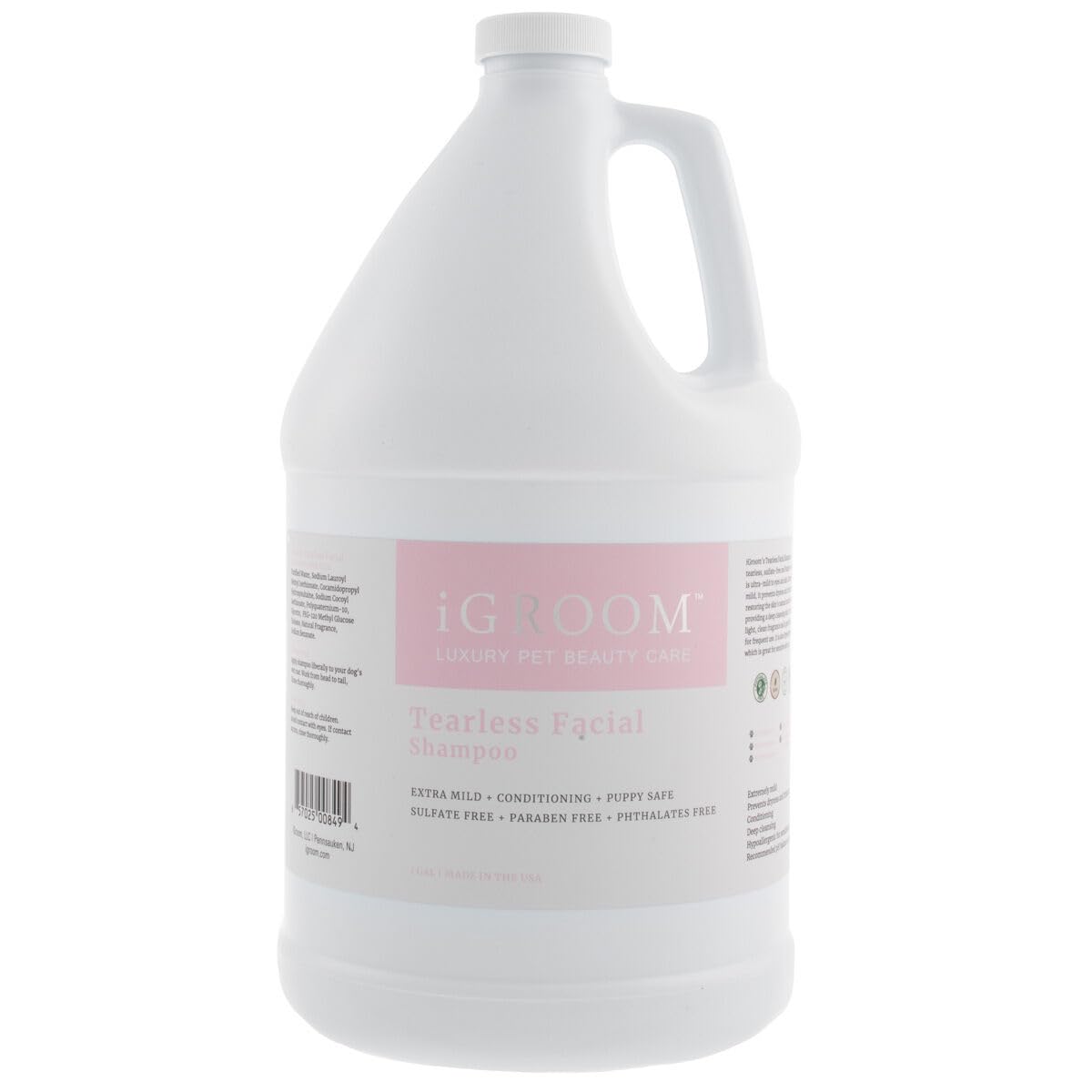 iGroom Tearless Facial Dog Shampoo, Luxury Pet Beauty Care, Ultra Mild to Eyes, Restore Skins Natural Moisture, Made in USA, 3.8L