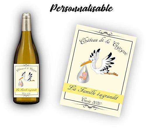 Étiquette pour bouteille de vin ou de champagne – Annonce de grossesse originale -« La Famille s’agrandit ! »