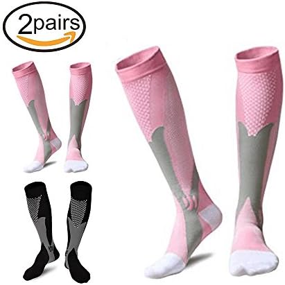 Compression Socks for Men &amp; Women,(Pair Of 2) Running Socks ,Sport Socks for Running, Nurses,Shin Splints,Flight Travel,Boost Stamina.(L/XL (Women 7.5-12/ Men 6.5-11)